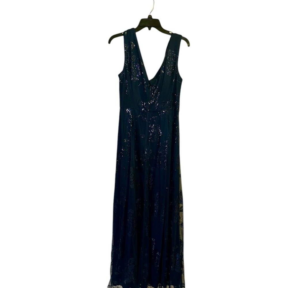 Blue Sequin Backless Gown for Cocktail